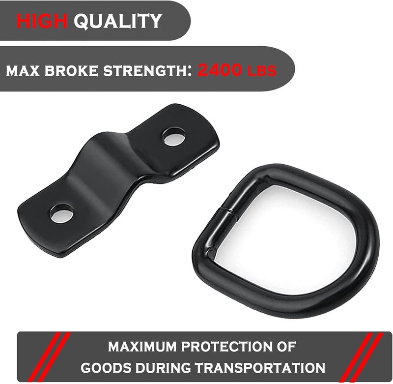 VEEBELL 24 Pack D Rings Tie Down Anchors Hooks Heavy Duty 1/4" Trailer Anchor Lashing Rings 2400 lbs for Trailer Truck Bed Cargo Bracket Enclosed Points Pickup Camper Tie Down Straps - Image 2